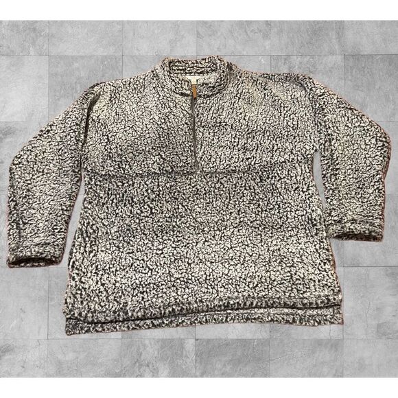 Time and Tru 1/2 Zip Fuzzy Black/Gray Pullover - Picture 1 of 9